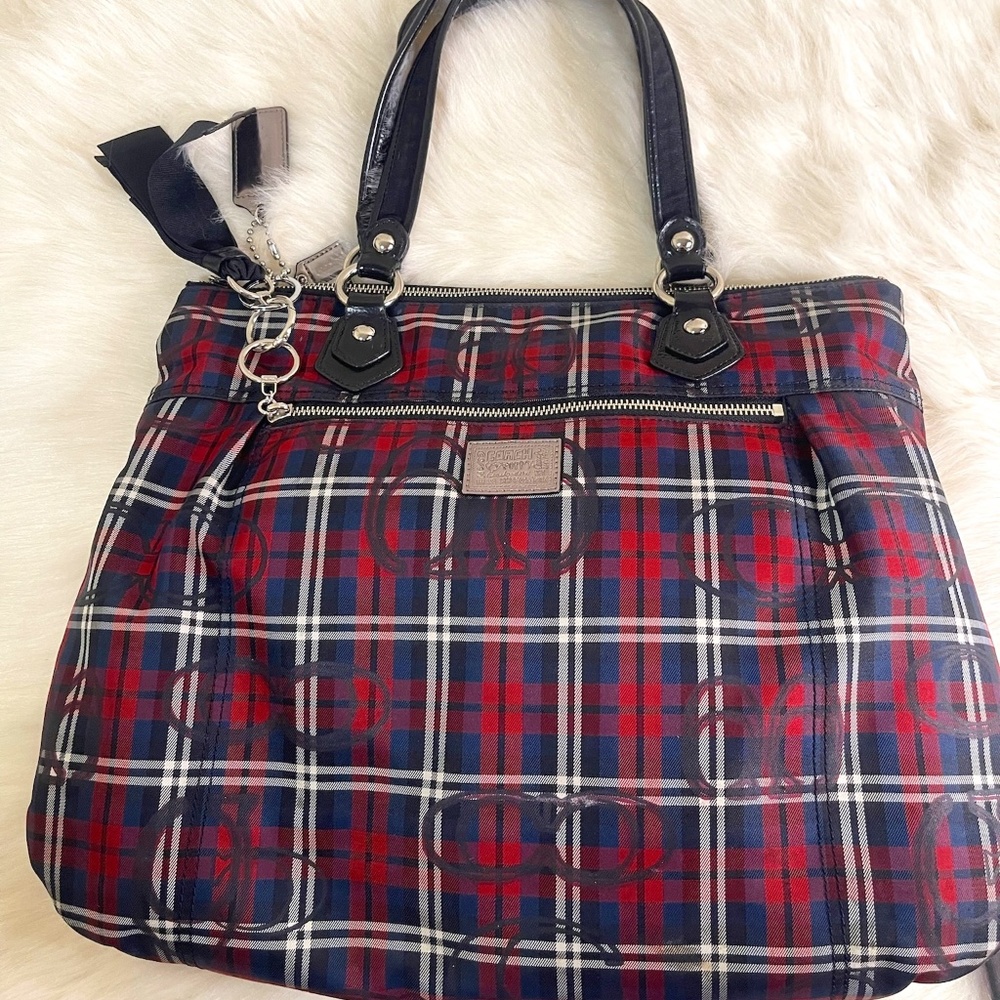 Coach Poppy Tartan Tote